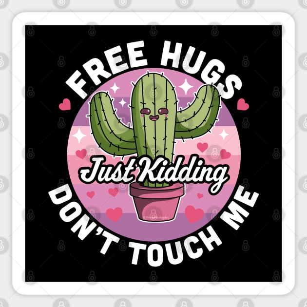 Free Hugs Just Kidding Don't Touch Me Cactus Valentines Day Sticker by OrangeMonkeyArt